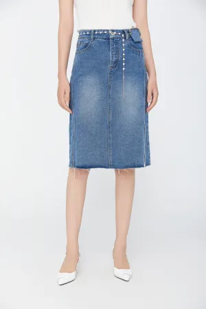 Midnight Blue Denim Shift Skirt