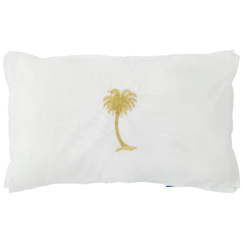 Mirage Haven Hana Palm Tree White and Gold 30x50cm Cushion Cover