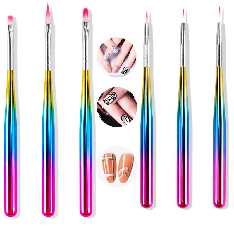 Nail Art Design Brushes - Rainbow Set 3pcs