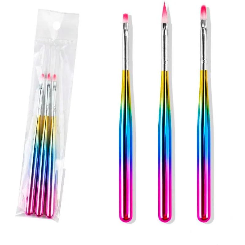 Nail Art Design Brushes - Rainbow Set 3pcs