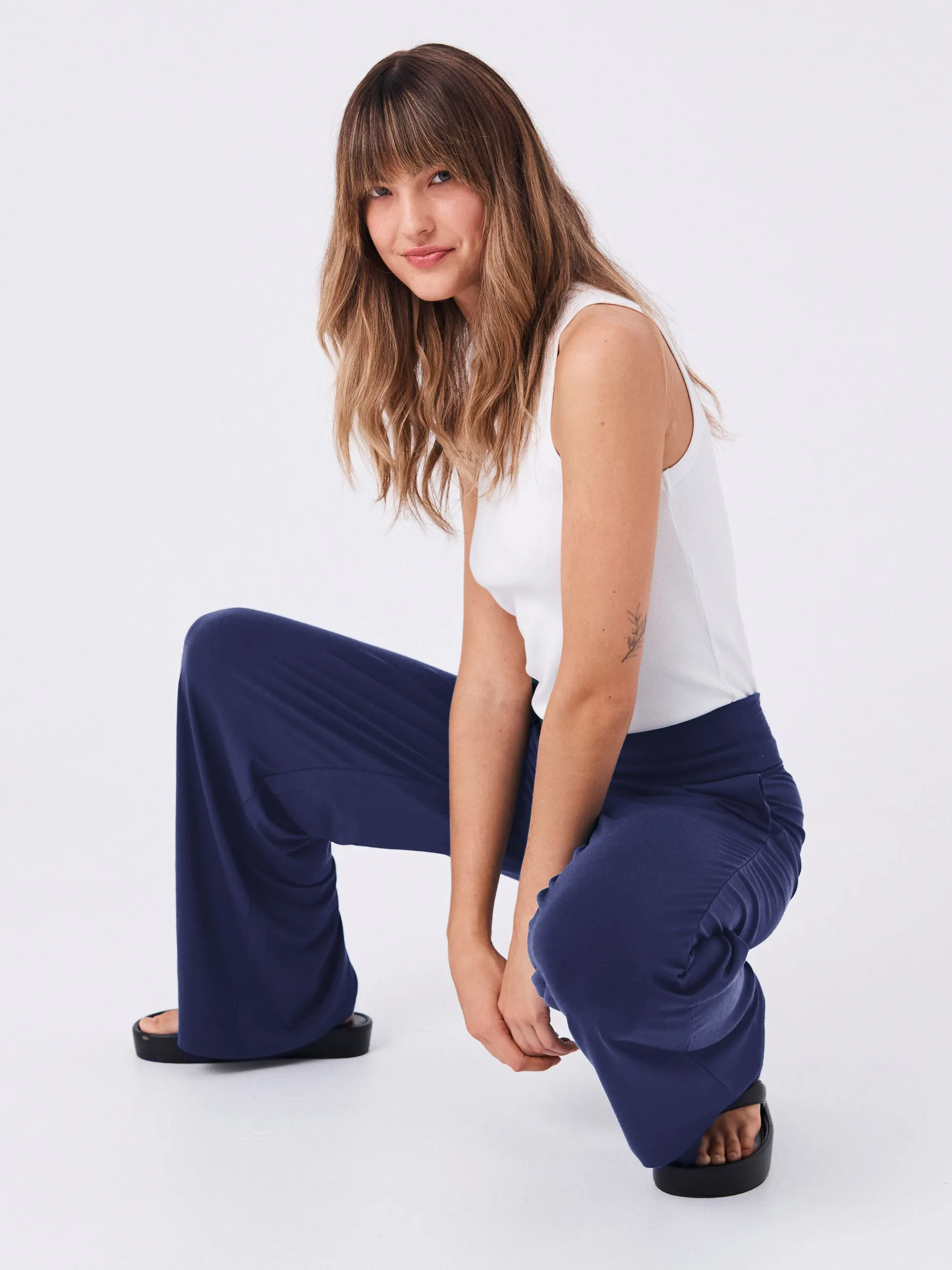 Nomad Modal Wide Leg Pant - Navy