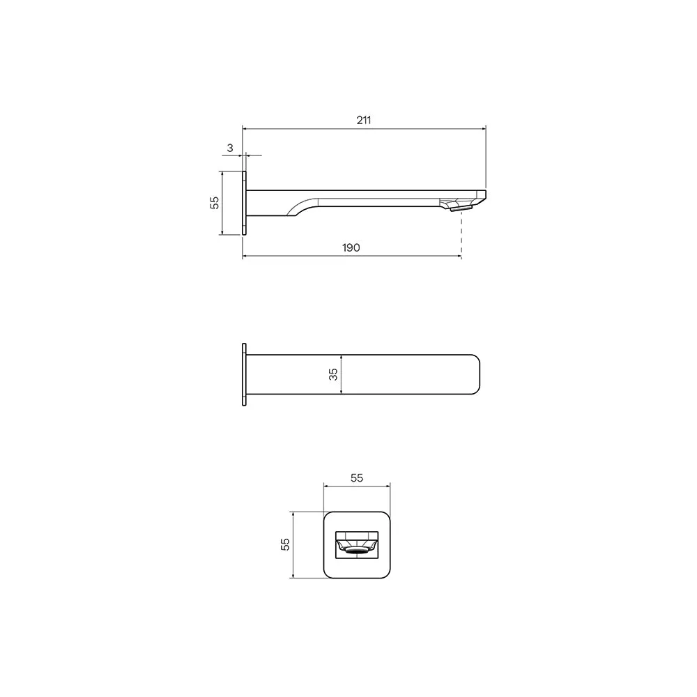 Parisi Quasar II Wall Bath Spout 190mm - Brushed Nickel