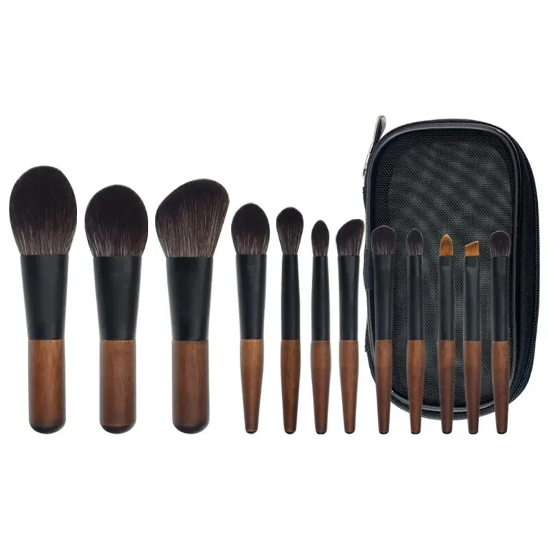 Portable 12 Piece Mini Wool Cosmetic Brush Set Short Shot Eye Shadow Brush Concealer Travel Package