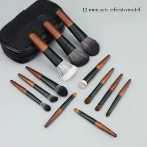 Portable 12 Piece Mini Wool Cosmetic Brush Set Short Shot Eye Shadow Brush Concealer Travel Package