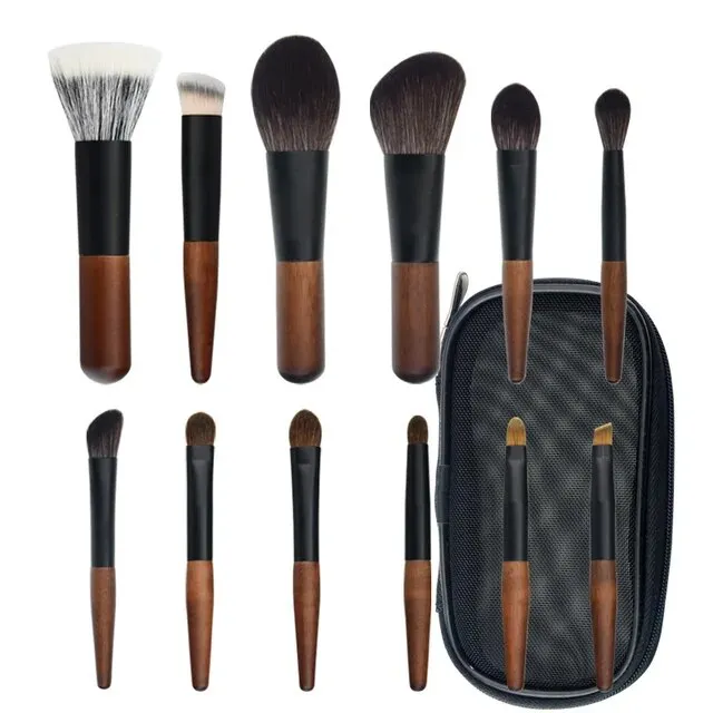 Portable 12 Piece Mini Wool Cosmetic Brush Set Short Shot Eye Shadow Brush Concealer Travel Package