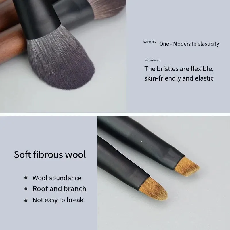 Portable 12 Piece Mini Wool Cosmetic Brush Set Short Shot Eye Shadow Brush Concealer Travel Package