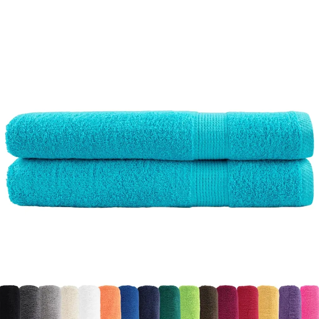 Premium Sauna Towels 2 pcs Turquoise 80x200 cm 600 gsm 100% Cotton