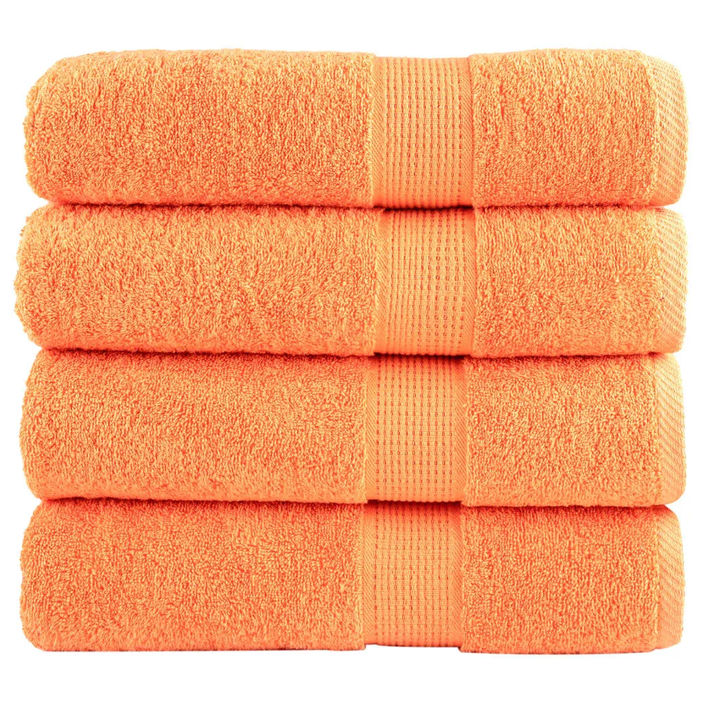 Premium Shower Towels 4 pcs Orange 70x140 cm 600 gsm 100% Cotton