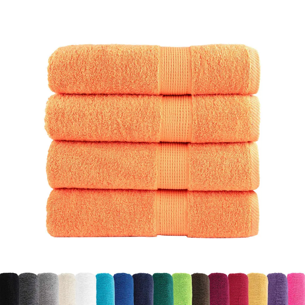 Premium Shower Towels 4 pcs Orange 70x140 cm 600 gsm 100% Cotton