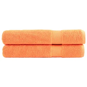 Premium Towels 2 pcs Orange 100x200 cm 600 gsm 100% Cotton