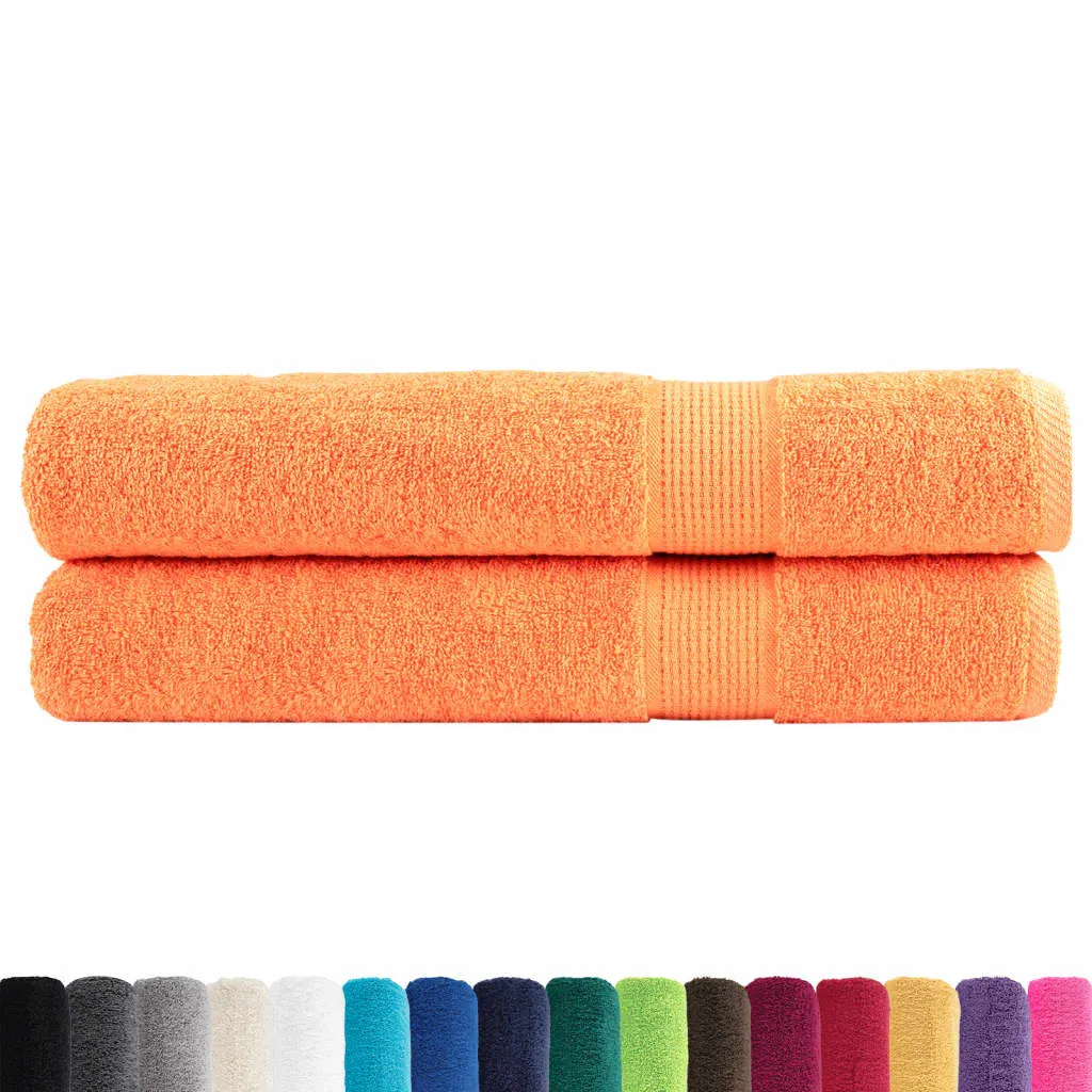 Premium Towels 2 pcs Orange 100x200 cm 600 gsm 100% Cotton