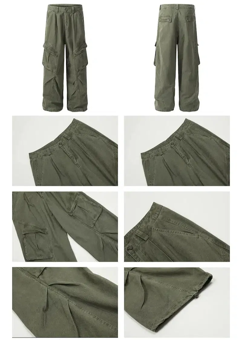 Relaxed Fit Wide-Leg Cargo Pants