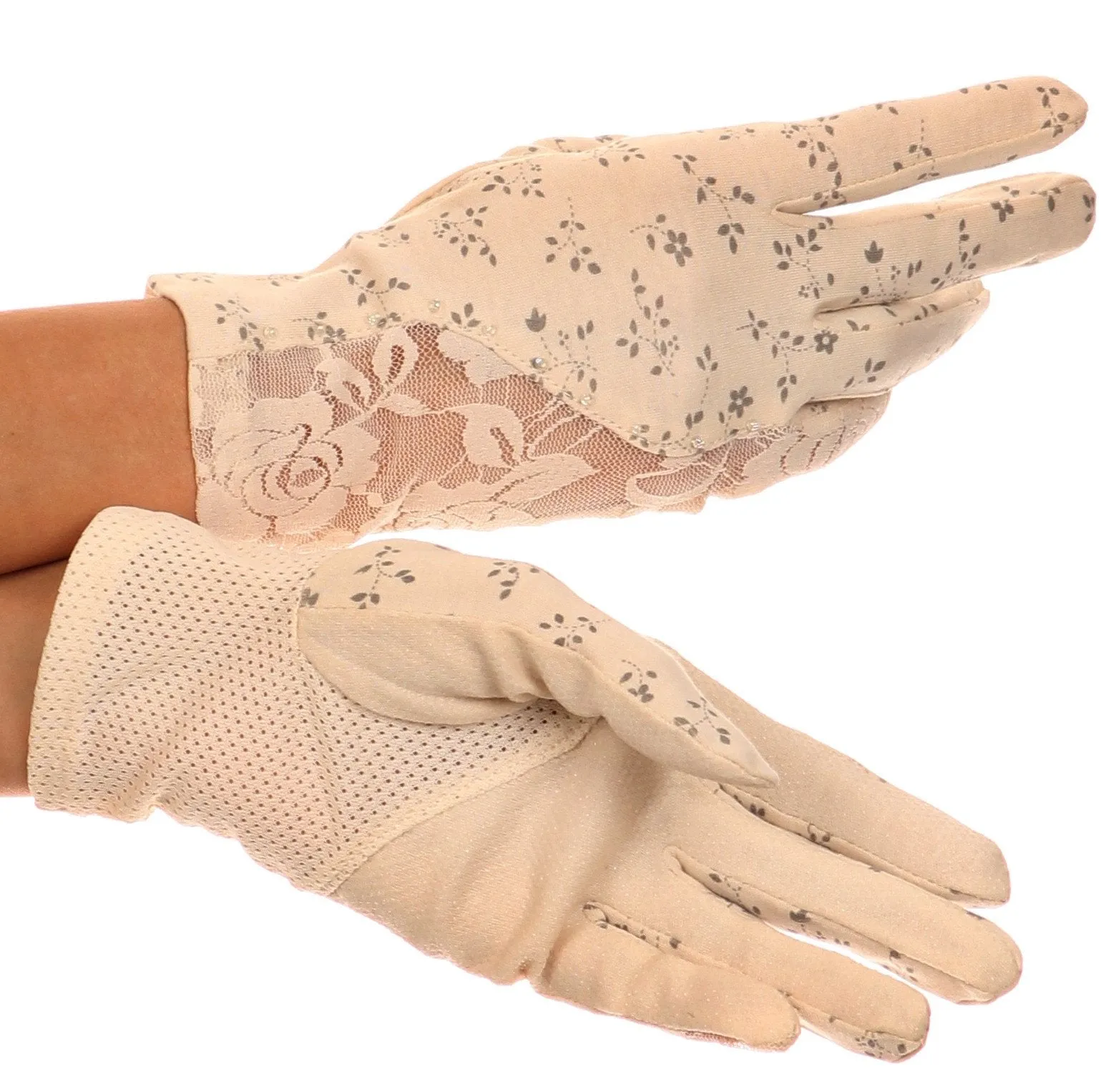 Sakkas Annie wrist length antique look femminine assorted stretch glove with lace