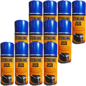 Satin Black Spray Paint / Box of 12