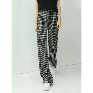 Slouchy Relaxed Fit Casual Checkered Pants