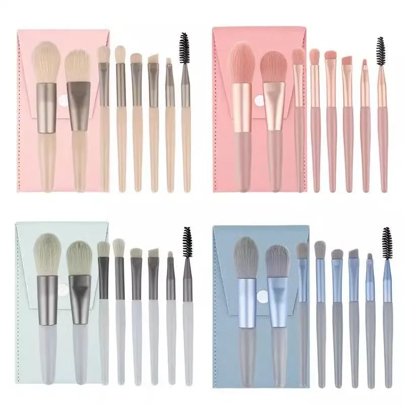 Spot 8 mini makeup brush set Morandi portable macaron makeup brush eye shadow brush soft hair