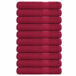 Towels 10 pcs Bordeaux 100x200 cm 360 gsm 100% Cotton