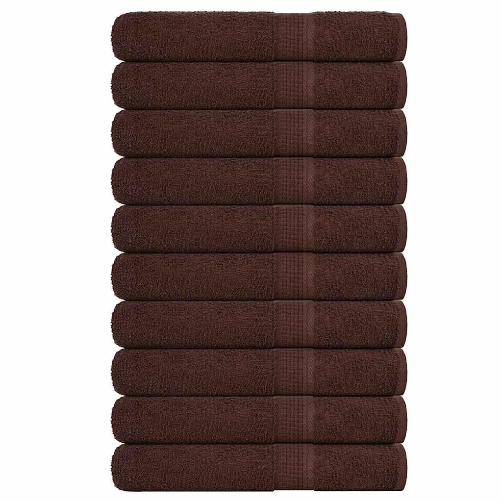 Towels 10 pcs Brown 100x200 cm 360 gsm 100% Cotton