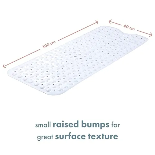 TranquilBeauty NonSlip Bath Mat MachineWashable White 40x16in Extra Long