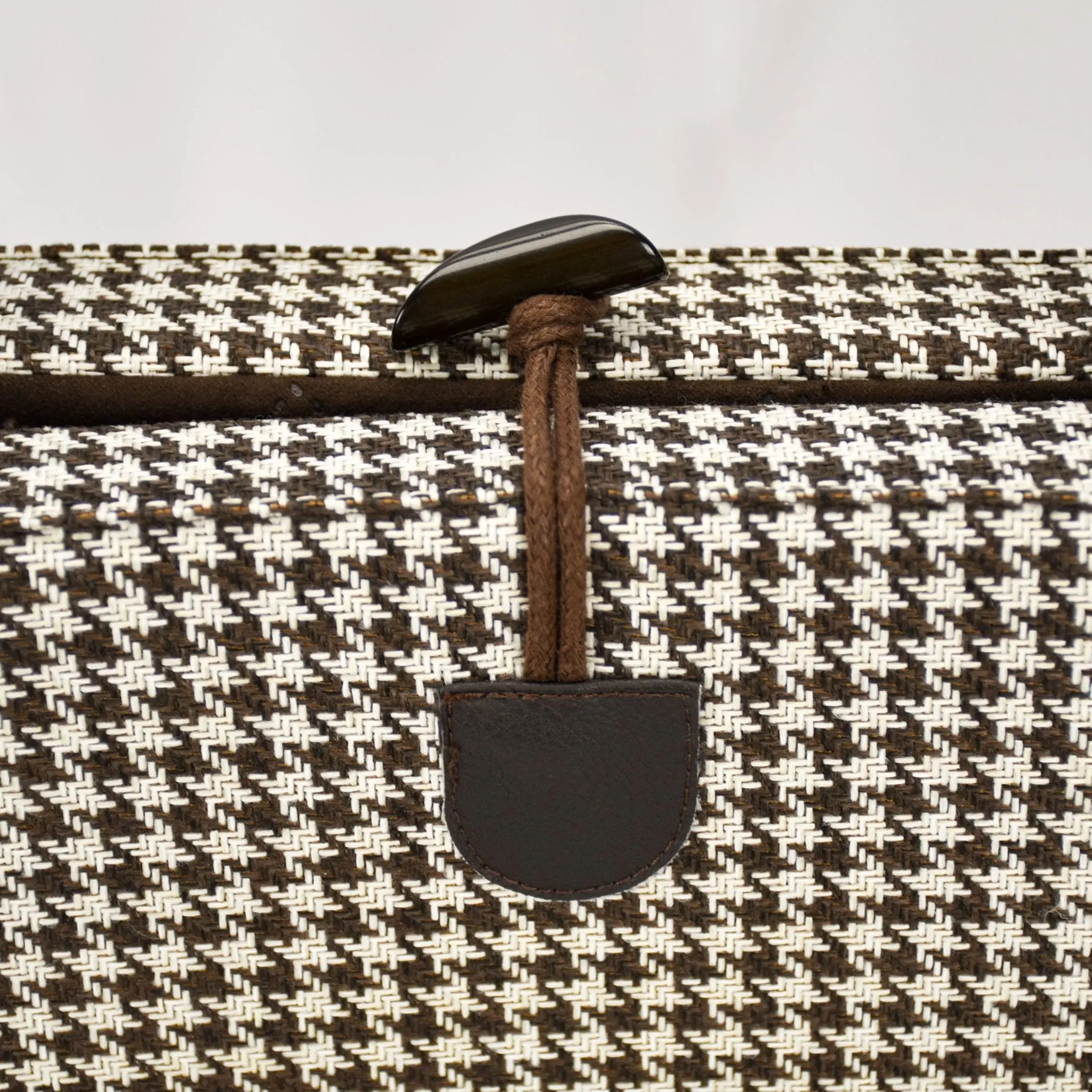 Travel Dog Bed - Brown and White Houndstooth with Ultra-Suede Lining