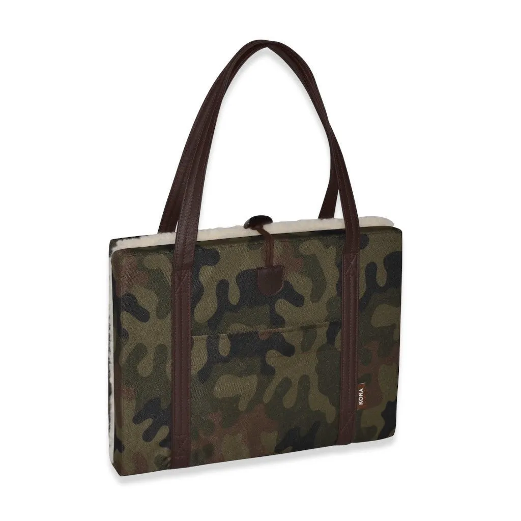 Travel Dog Bed - Camouflage with Fluffy Wool Lining