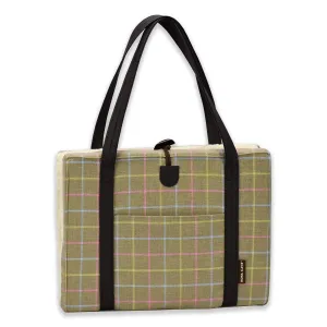 Travel Dog Bed - Pastel Plaid with Fluffy Wool Lining