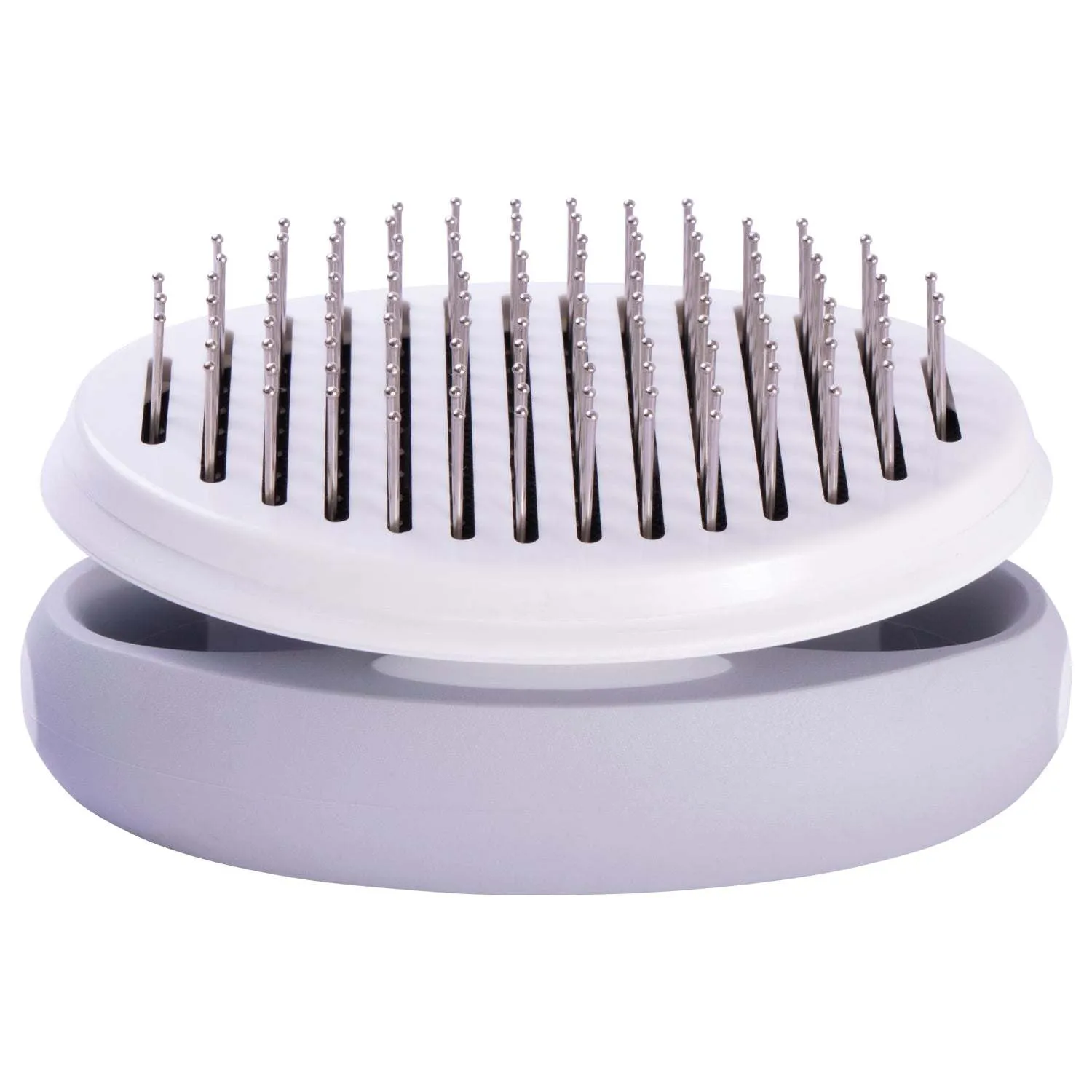 Travel Grooming Brush with Self-Cleaning Swivel Care