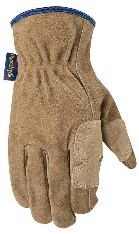 Wells Lamont HydraHyde 1019M Fencer Gloves, Men's, M, Keystone, Reinforced Thumb, Cowhide Suede Leather, Brown/Tan :PR: QUANTITY: 1