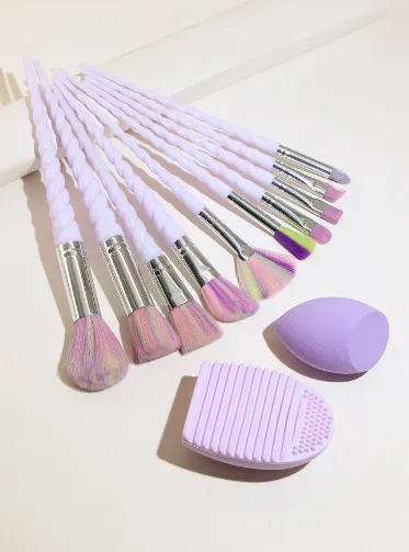 White Pearl Unicorn Makeup Brush Set 12 Piece