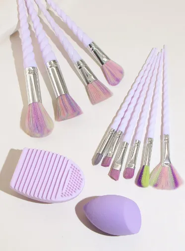 White Pearl Unicorn Makeup Brush Set 12 Piece