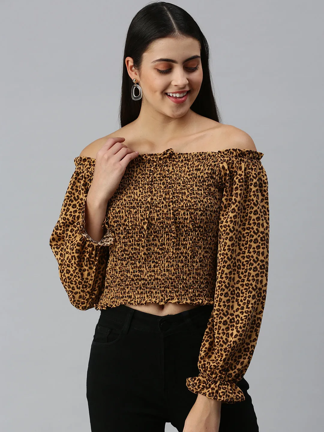 Women's Printed Brown Top