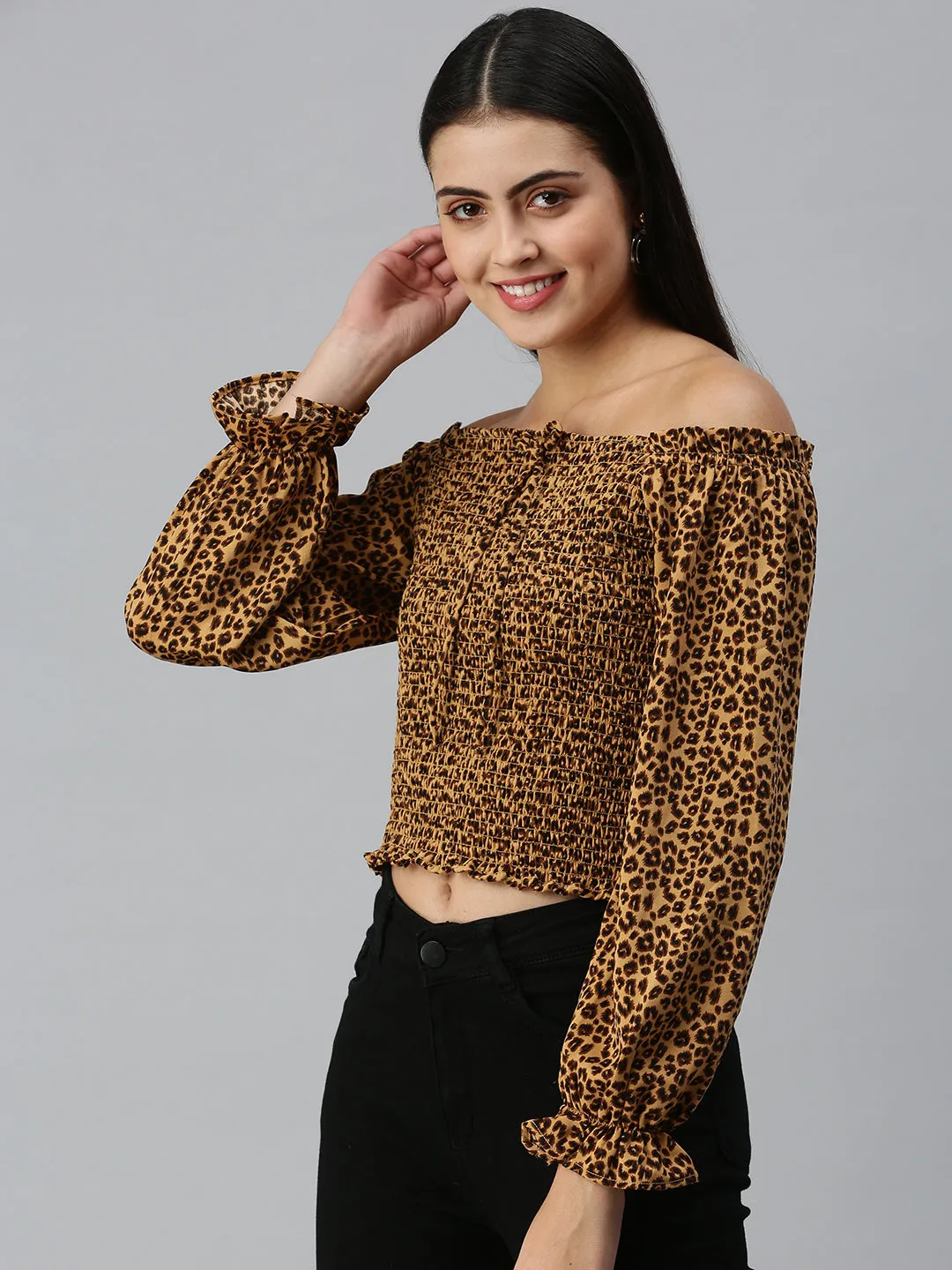 Women's Printed Brown Top