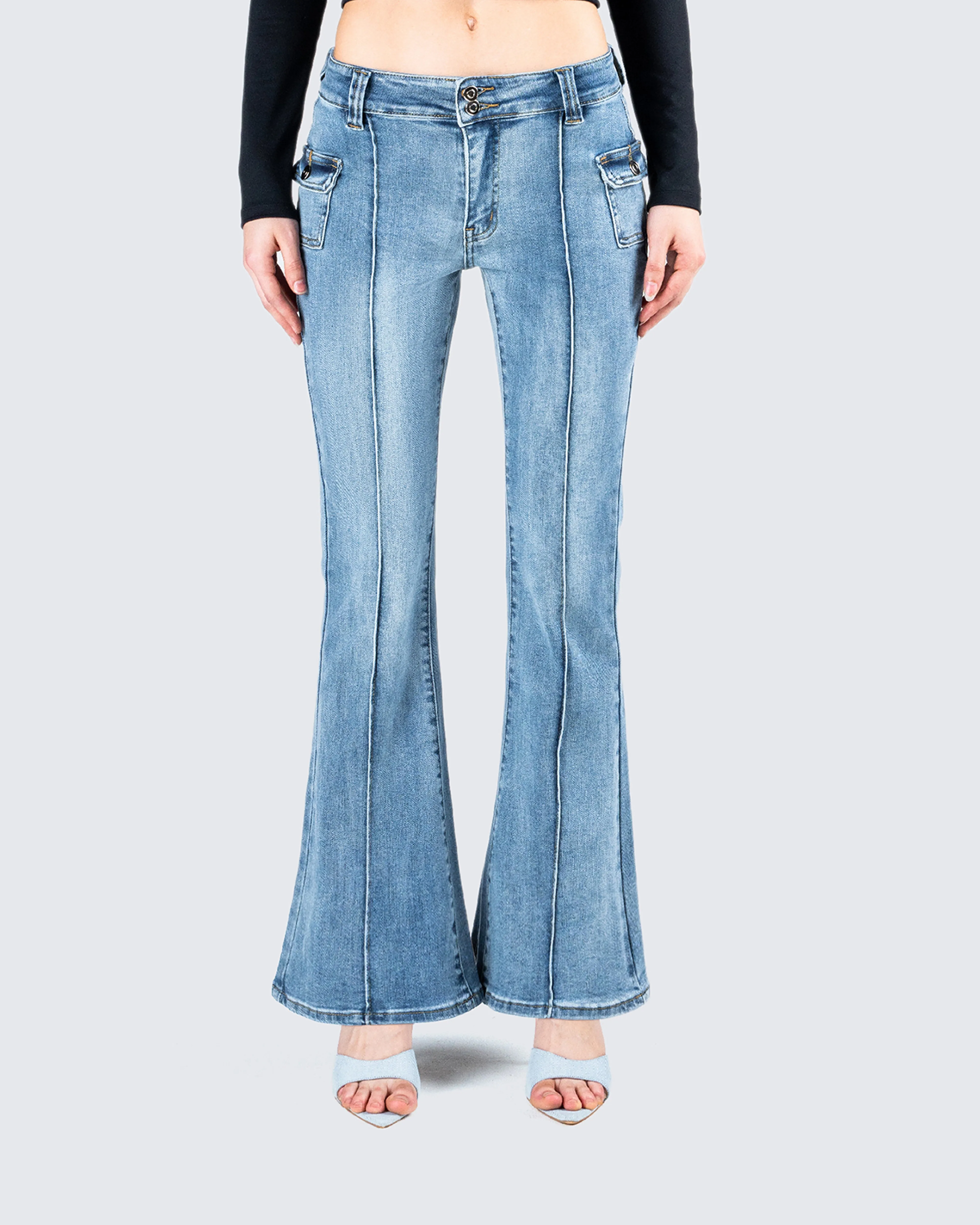 Zori Blue Flare Leg Denim Pant