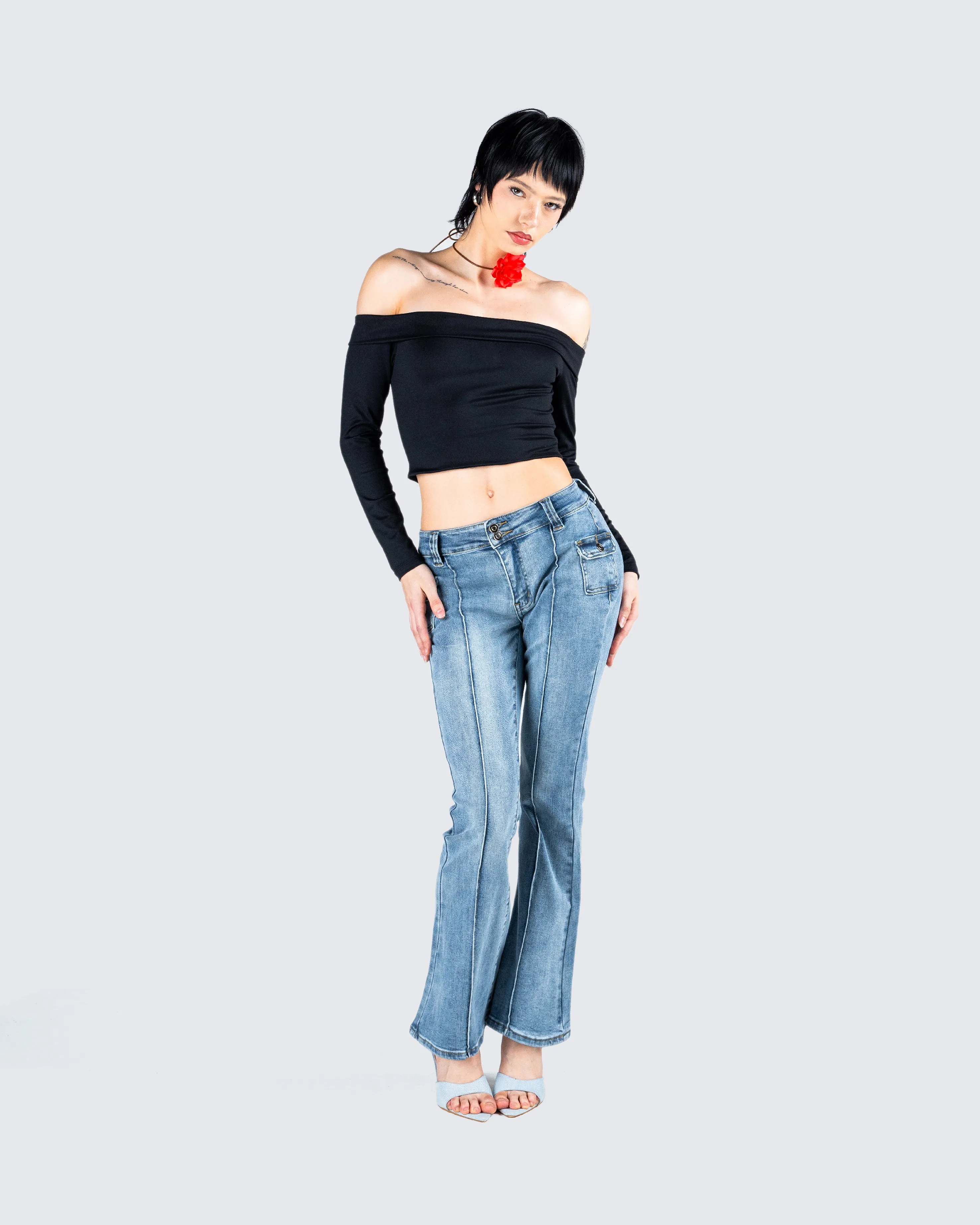 Zori Blue Flare Leg Denim Pant